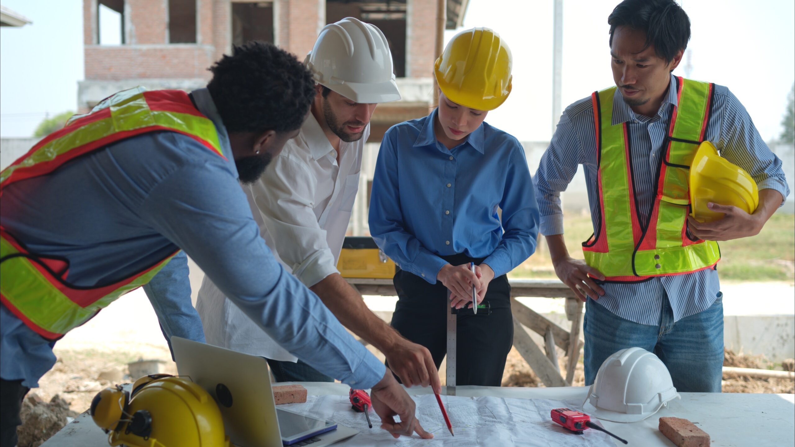 Business owner talking to fencing contractor about installation dates